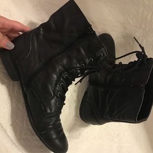 Black lace up combat boots